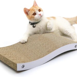 Conlun Cat Scratcher Cat Scratching Board Cardboard Cat Scratchers with Premium Scratch Textures Design Curved Shape Reversible Use Durable Scratching Pad (Medium)