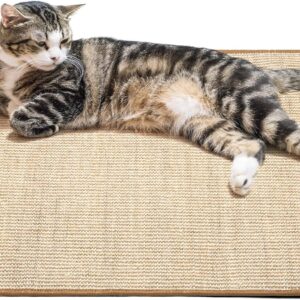 Cat Scratching Mat, Natural Sisal Mat, Sisal Pad for Cat Grinding Claws, Protect Carpets, Sofa and Furniture (L,60x60cm, Khaki)