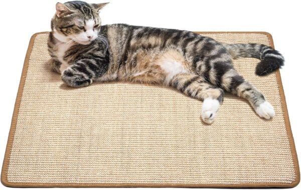 Cat Scratching Mat, Natural Sisal Mat, Sisal Pad for Cat Grinding Claws, Protect Carpets, Sofa and Furniture (L,60x60cm, Khaki)