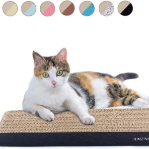 AMZNOVA Cat Scratcher, Durable Cardboard, Cat Scratching Pad with Catnip, Narrow, Textured Black(Upgraded)