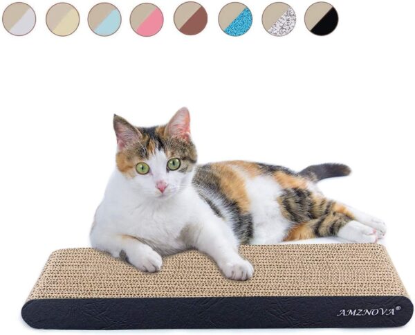 AMZNOVA Cat Scratcher, Durable Cardboard, Cat Scratching Pad with Catnip, Narrow, Textured Black(Upgraded)