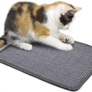 PETTOM Cat Scratching Mat, Natural Sisal Cat scratcher, Sisal Cat Scratching Mat Grey, Floor Scratching Mat, Protect Furniture and Sofas- 40x30cm