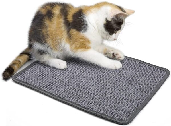 PETTOM Cat Scratching Mat, Natural Sisal Cat scratcher, Sisal Cat Scratching Mat Grey, Floor Scratching Mat, Protect Furniture and Sofas- 40x30cm