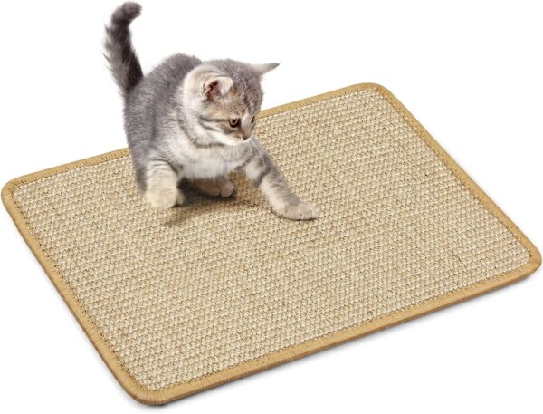 PETTOM Cat Scratching Mat, Natural Sisal Cat scratcher, Sisal Cat Scratching Mat, Floor Scratching Mat, Protect Furniture and Sofas- Brown, 40x30cm