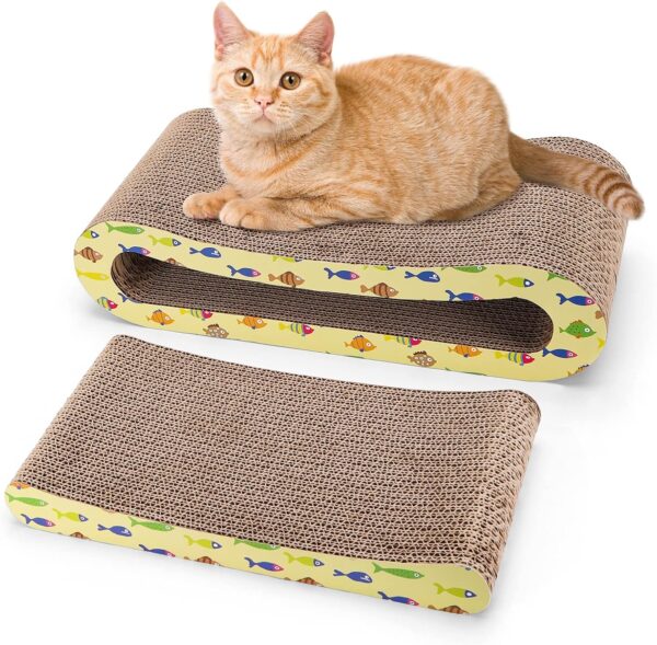 Nobleza Cat Scratcher Cat Scratching Board, 2 in 1 Kitten Lounge Bed with Catnip, Durable Cat Scratching Pad, Scratching Post for Indoor cats, Premium Scratch Textures.