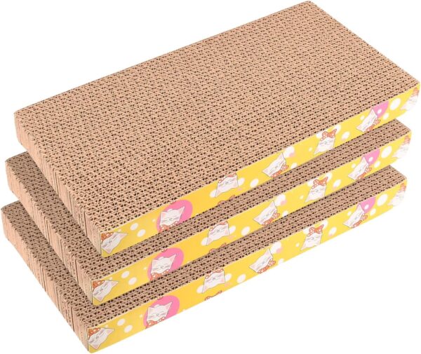FUQUN Cat Scratching Mat Board Set 3 Pack, Scratch Corrugated Card Pad Mat Board Horizontal Cat Scratcher High Density Corrugated Scratcher Cardboard Durable Scratchers Pad Bed Sofa Lounger Set