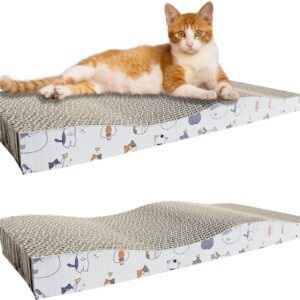 ABRFC Cat Scratching Board Cat Scratcher Cat Scratch Pad Cardboard Cat Scratchers for Indoor Cats Reversible Large Wide Corrugated Double-Sided Usability (2 Pack Board)