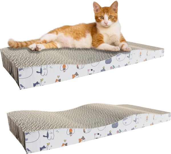 ABRFC Cat Scratching Board Cat Scratcher Cat Scratch Pad Cardboard Cat Scratchers for Indoor Cats Reversible Large Wide Corrugated Double-Sided Usability (2 Pack Board)