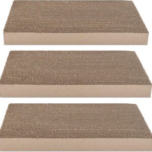 Navaris Cat Scratching Board Set - Narrow Scratch Boards for Scratching/Stretching Made of Cardboard for Small and Large Cats - Large (Set of 3)