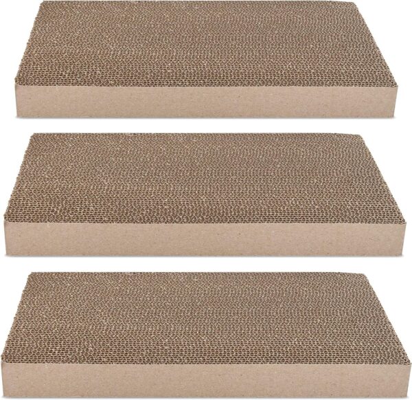 Navaris Cat Scratching Board Set - Narrow Scratch Boards for Scratching/Stretching Made of Cardboard for Small and Large Cats - Large (Set of 3)