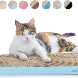 AMZNOVA Durable Flat Cardboard Cat Scratcher Pads, Reversible Cat Scratch Cat Scratching Board, Colors Series, Narrow, Baby Blue