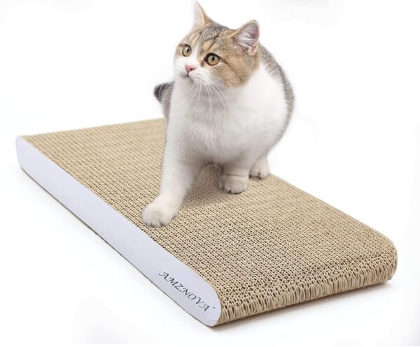 AMZNOVA Durable Cat Scratch Pad, Recyclable, Colors Series, Narrow, Ivory