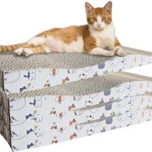 ABRFC Cat Scratching Board Cat Scratcher Cat Scratch Pad Cardboard Cat Scratchers for Indoor Cats Reversible Large Wide Corrugated Double-Sided Usability (4 Pack Board)