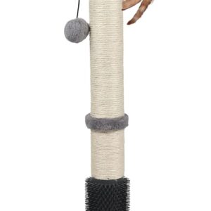 ANWA Tall Cat Scratching Posts for Indoor Cats and Kittens, Premium Sisal Post with Dangling Plush Ball Self-Grooming Brush, Reinforced Base grey 15.7'' x 32'' Grey