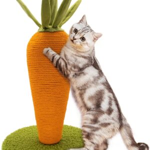 AUSCAT Cat Scratching Post, Cute Carrot Scratching Post, Nature Sisal Cat Scratcher for Indoor Cats and Kittens