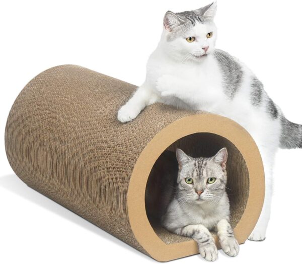 Aibuddy Cat Scratcher, Tunnel Cat Scratching Pad Bed Lounge with Catnip, Durable Cardboard & Construction (50 x 33x 30.5cm)