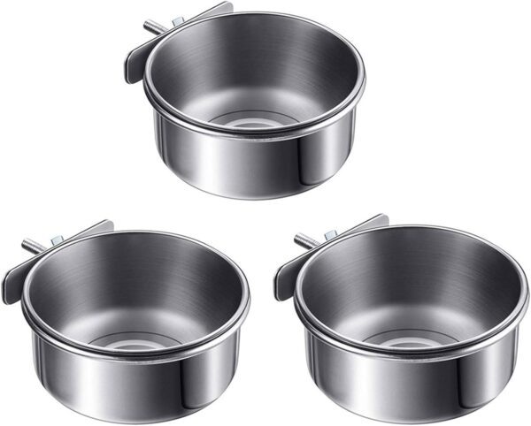 Bird Feeding Cups Stainless Steel Parrot Cage Stand Bird Feeder Box Parrot Cups Bowls Container For Food Water Feeding