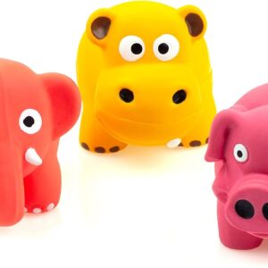 CHIWAVA 3 Pack 3.1'' Squeak Latex Puppy Toy Lovely Standing Animal Sets Pet Interactive Play for Small Dogs Random Color