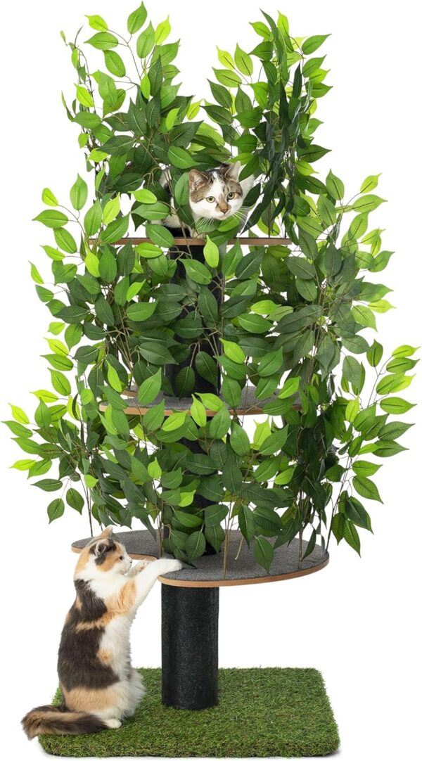 Cat Tree for Climbing, Hiding and Sleeping - Patented Scratching Post for Indoor cats with Interchangeable Leaves - Multilevel, Easy to Assemble - Pet-Safe Materials, Durable and Sturdy Construction