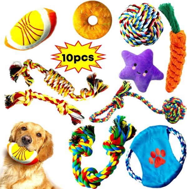 Decyam Dog Toys 10 Pcs Puppy Toys: Dog Chew Toy for Small Dogs Dog Rope Toy Puppy Tug of War Toy Dog Toys from 8 Weeks