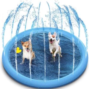 Dog Pool,Paddling Pool for Pets,39" Foldable Sprinkle and Splash Water Play Mat,for Puppy Small dogs Cats and Kids