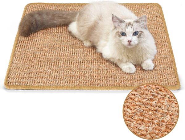 FUKUMARU Cat Scratching Mat, 60x40 cm Natural Sisal Cat Scratch Mat, Horizontal Cat Floor Scratching Board, Protect Furniture and Sofas