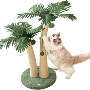 Furlogy 72cm Tall Cat Scratching Posts for Indoor Cats and Outdoor, 2 Curved Design Cat Post Cat Tree with 5 Interactive Balls, Natural Sisal Rope for Cat Scratcher Post (Style A)