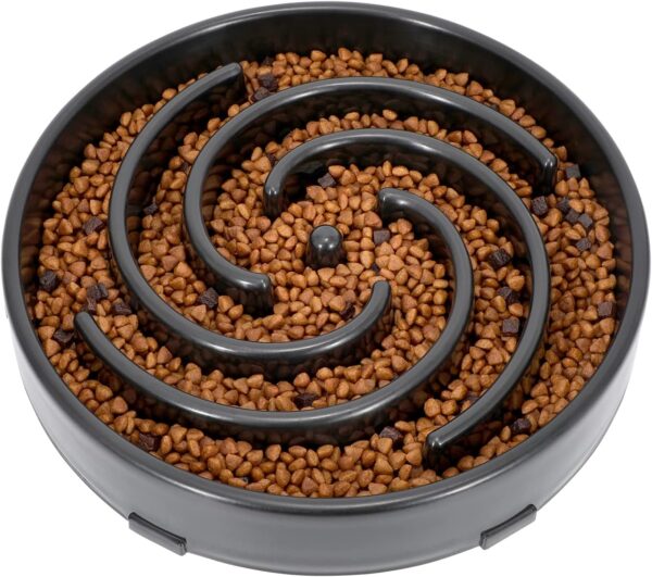 LEACOOLKEY Large Slow Feeder Dog Bowl,Maze Interactive Dog Food Bowls,Anti Gulping Healthy Eating,Stop Bloat Pet Slow Down Feeding Dishes for Medium/Big Dogs(Dark gray)