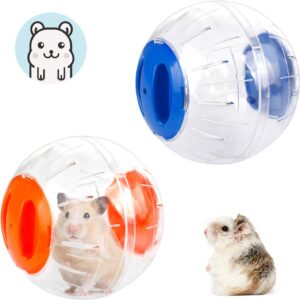 LuluDa Dwarf Hamster Ball 2 PCS Small Hamster Exercise Balls Running Wheel Cute Jogging Balls Toys Relieve Boredom Interactive Toys For Dwarf Hamster Small Pet(Blue and Orange)