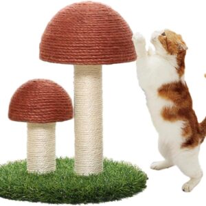 Meikuler Cat Scratching Post, Mushroom Scratcher Toys for Cats & Kittens, Natural Sisal Cat Scratchers for Cats