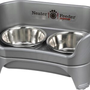 Neater Feeder Express Elevated Dog Bowls by Neater Pet Brands – Dog Bowls with Stand - Stainless Steel Food and Water Raised Bowl Set for Medium to Large Dogs, Gunmetal