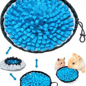 OVERTANG Rabbit Foraging Mat, Hamster Toys for Boredom, 12" x 12" Polar Fleece Snuffle Feeding Mat Small Pet Puzzle Toy Bed for Bunny Guinea Pigs Chinchillas Ferrets