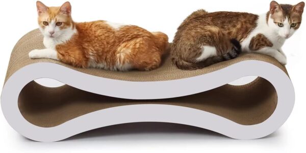 PetFocus® Ultimate Cat Scratcher Lounge, Superior Cardboard & Construction, Reversible Durable & Long Lasting Scratcher, significantly outlasts cheaper alternatives. (Cloud White)