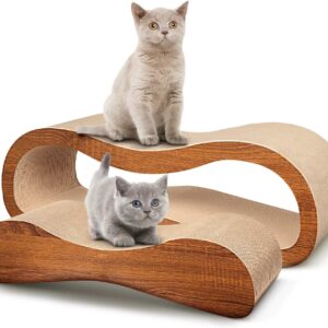 ScratchMe 2 in 1 Cat Scratcher Cardboard Lounge Bed, Cat Scratching Post with Catnip, Durable Board Pads Prevents Furniture Damage,Large