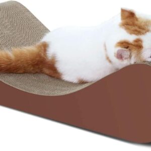 ScratchMe Bone Cat Scratcher Cardboard Lounge Bed, Cat Scratching Post, Durable Board Pads prevents Furniture Damage, Brown, 23.62x9.45x5.51 Inch (Pack of 1)