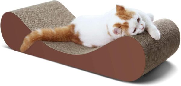 ScratchMe Bone Cat Scratcher Cardboard Lounge Bed, Cat Scratching Post, Durable Board Pads prevents Furniture Damage, Brown, 23.62x9.45x5.51 Inch (Pack of 1)