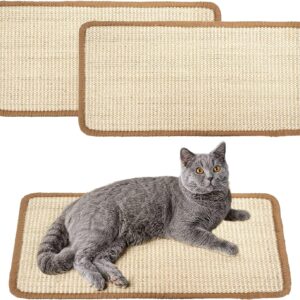 TIDGAD 2 Pcs Cat Scratching Mat Sisal Cat Scratch Pad Cat Scratch Protector with Adhesive Tape Cat Scratcher Mat Scratch Pad for Cats Protecting Furniture Couch Carpets Sofas Rug (50 x 25cm）