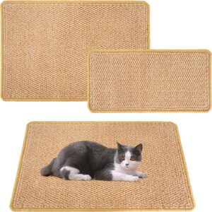 TIDGAD 2 Pcs Cat Scratching Mat Sisal Cat Scratcher Mat with Adhesive Tape Cat Scratch Protector Horizontal Floor Cat Scratch Pad for Protect Furniture Sofas Couch Carpets 50x25cm 60 x 40 cm