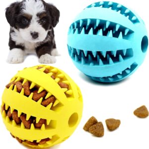 Youngever 2 Pack 5CM Dog Ball Toys for Pet Tooth Cleaning, Chewing, Fetching, Treat Ball Food Dispensing Toys (Small)