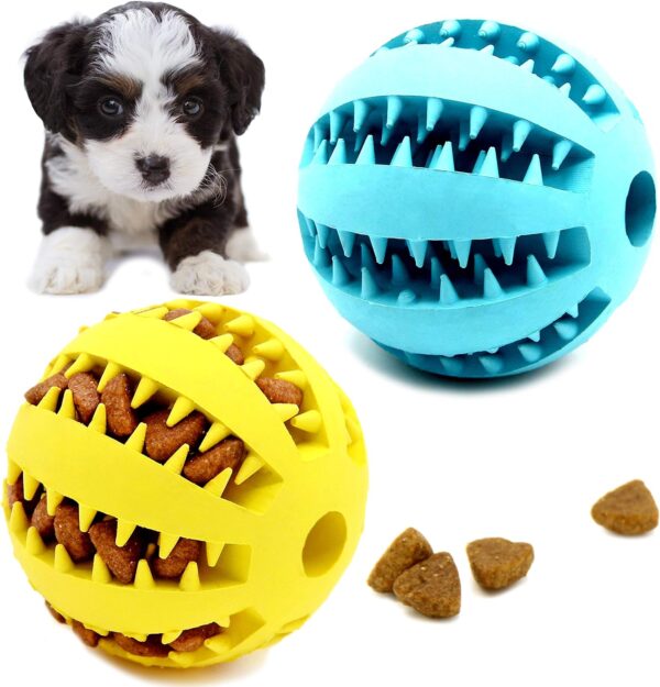 Youngever 2 Pack 5CM Dog Ball Toys for Pet Tooth Cleaning, Chewing, Fetching, Treat Ball Food Dispensing Toys (Small)
