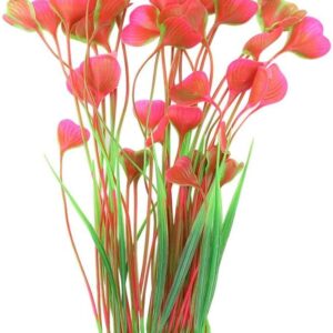 Artificial Aquarium Water Plants Lifelike Plastic Plants Grass Ornament Fish Tank Artificial Underwater Plants Aquarium Decor and Accessories(Pink)