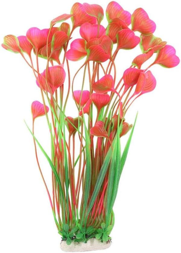 Artificial Aquarium Water Plants Lifelike Plastic Plants Grass Ornament Fish Tank Artificial Underwater Plants Aquarium Decor and Accessories(Pink)