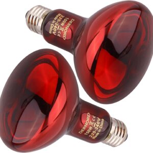 DERNORD Infrared Heat Lamp for Reptiles - 150W Red Basking Spot Bulb Night Heat Lamp for Tortoise Chameleon Puppy Bearded Dragon Poultry Vivarium Terrarium 2 Pack