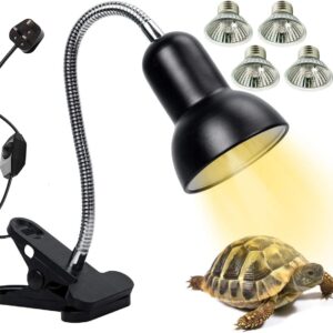 IuulFex Tortoise Heat Lamp Turtle Basking Light for Reptiles with 25W 50W 75W E27 UVA UVB Heat Spotlight Holder Clamp Lamp Fixture with 360° Rotating Neck for Lizards Turtle Snakes Aquarium Warm White