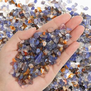 T4U Crystal Chips Tumbled Polished Natural Agate Gravel Stones 1LB - Decorative Pebbles Bulk, Mini Polished Rocks Pieces for Crafts, Vases Filler, Succulent Plants, Aquarium Gravel Rocks