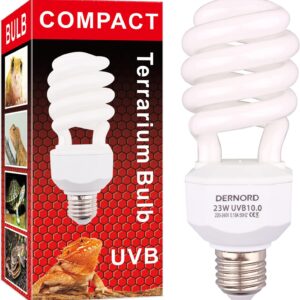 DERNORD UVA UVB Light Bulb - 10.0 23 Watt UVB Light Reptile Kit UVB Bulb Lizard Bearded Dragon Chameleon Tortoise Lamp