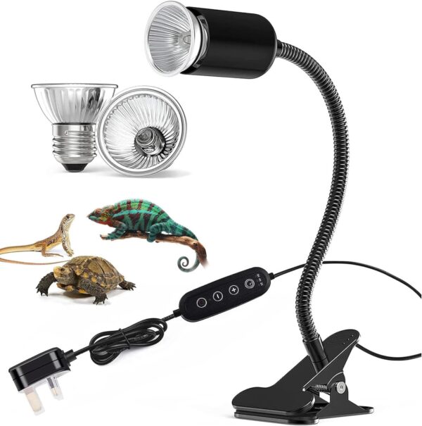 Eyeleaf Tortoise Heat Lamp - 2 Bulb 25W/75W UVA+UVB Reptile Heat Lamp with Brightness/Heat Control Tortoise Light Flexible Holder Durable Basking Lamp for Tortoise Snake Lizards Terrarium Amphibian