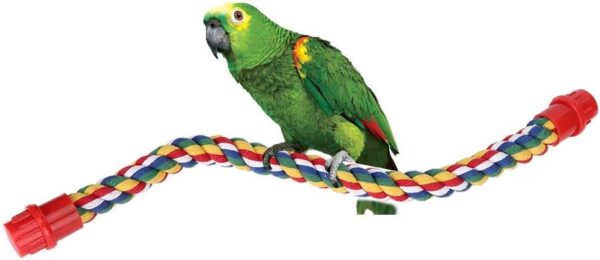 Bird Rope Perches, Bird Spiral Rope Perch, Cotton Parrot Swing Climbing Standing Toys Parrot Cage Toys(M)
