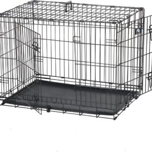 JUNGLE STONE Dog Crate Dog Cage from Small to Large, Pet Dog Puppy Cat Training Cage with Training Guide Booklet, Folding 2 Doors Crate with Plastic Tray