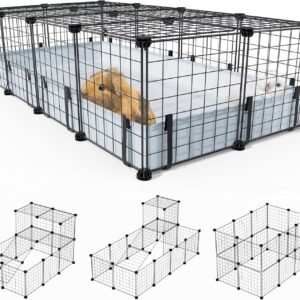 20 Panels Guinea Pigs Playpen, BUCATSTATE Small Animal Playpen with Waterproof Mat, Metal Rabbit Cage with Door, C&C Cage for Guinea Pigs, Bunny, Hedgehogs, Chinchillas, Chickens